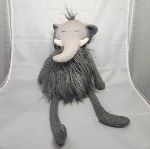 12” Baby&Child Restoration Hardware Grey Elephant Fluffy Plush Stuffed Animal